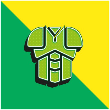 Zırh Yeşil ve Sarı Modern 3D vektör simgesi logosu