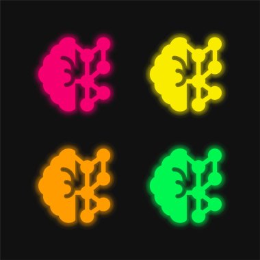 AI dört renk parlayan neon vektör simgesi