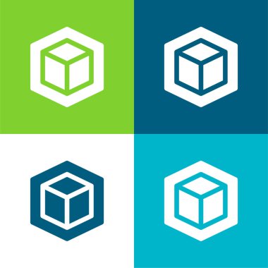 3d Düz dört renk en küçük simge kümesi