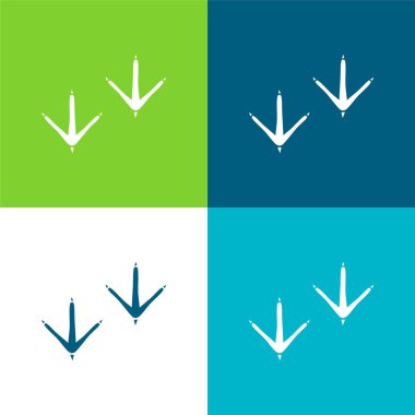 Kuş Yazdırma Düz dört renk minimal simgesi seti