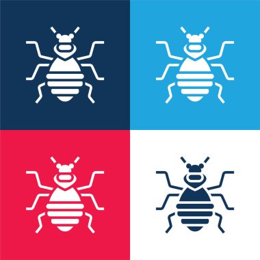 Bedbug blue and red four color minimal icon set clipart