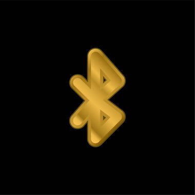 Bluetooth Sembol altın kaplama metalik simge veya logo vektörü
