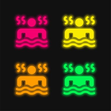 Dört renk parlayan neon vektör simgesi