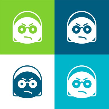 Kızgın Düz 4 renk simgesi seti