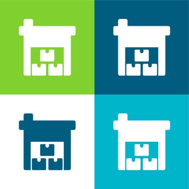 Kutular Düz 4 renk en küçük simge kümesi