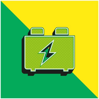 Pil Yeşil ve Sarı modern 3D vektör simgesi logosu