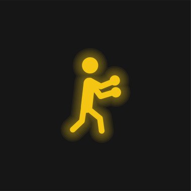 Boks Silueti sarı parlak neon simgesi