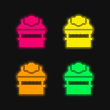 Kabin dört renk parlayan neon vektör simgesi