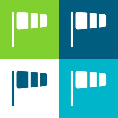 Siyah Rüzgarlar Soket Aracı Sembol Düz Dört renk minimal simgesi seti