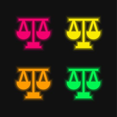 Dört renk parlayan neon vektör simgesi dengesi