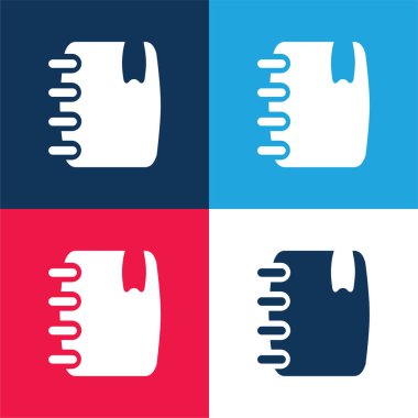 Gündem mavi ve kırmızı dört renk minimal simge kümesi