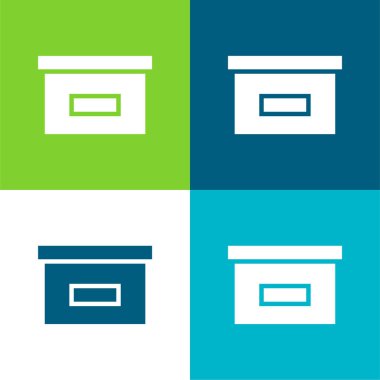 Depolama için Kara Kutu Düz 4 renk simgesi seti