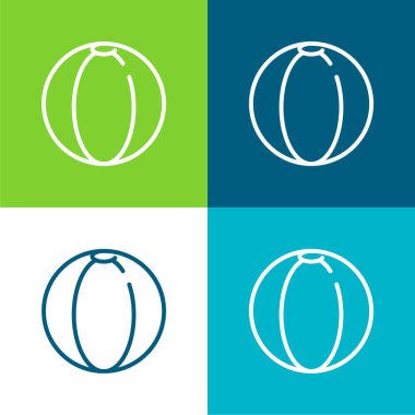 Plaj Topu Düz 4 renk minimal simge seti