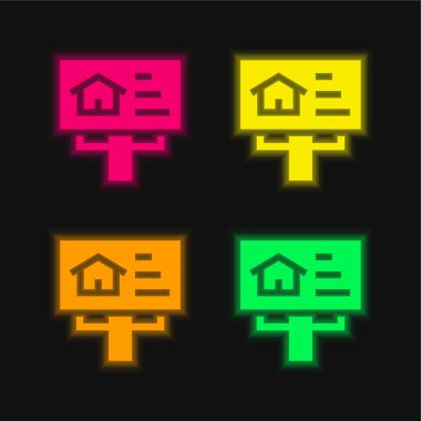 Billboard four color glowing neon vector icon clipart