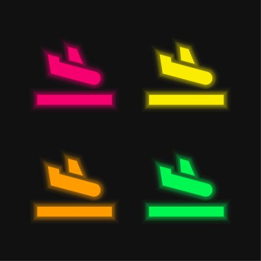 Gelen dört renk parlayan neon vektör simgesi