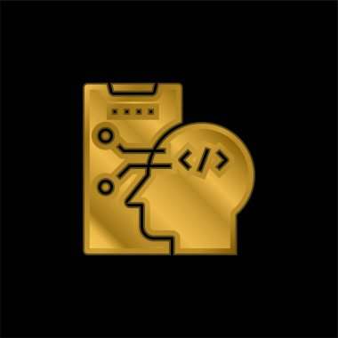 Algoritma altın kaplama metalik simge veya logo vektörü