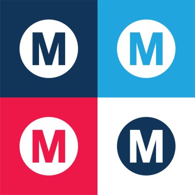 Baltimore Metro Logo Symbol blue and red four color minimal icon set clipart