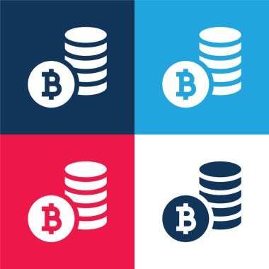 Bitcoin Sembolü mavi ve kırmızı En az dört renk simgesi