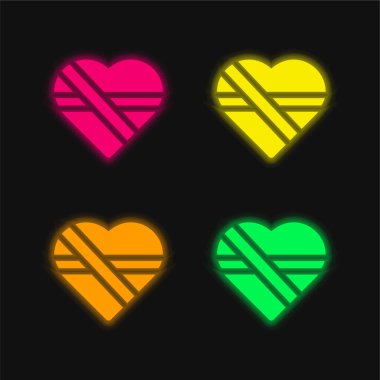 Dört renk parlayan neon vektör simgesi