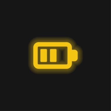 İki Çubuklu Pil Sarı Parlak Neon simgesi