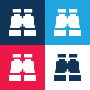 Dürbün mavi ve kırmızı dört renk minimal simge kümesi