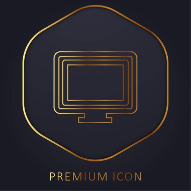 Büyük Bilgisayar Monitörü altın çizgi premium logosu veya simgesi