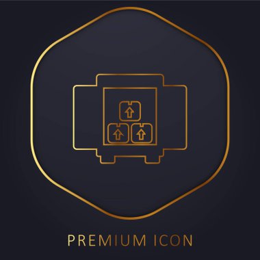 Bir Kamyon Kutusunun İçinde Kutu Depolama Arkasında Altın Hat prim logosu veya simgesi