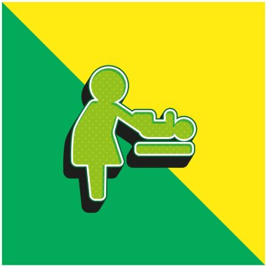 Baby Changer Green and yellow modern 3d vector icon logo clipart
