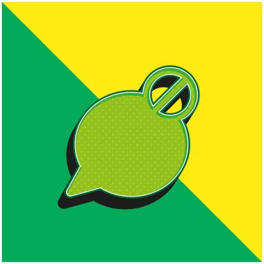 Block Speech Bubble Green and yellow modern 3d vector icon logo clipart