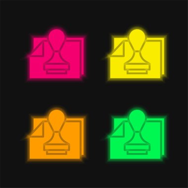 Approve four color glowing neon vector icon clipart