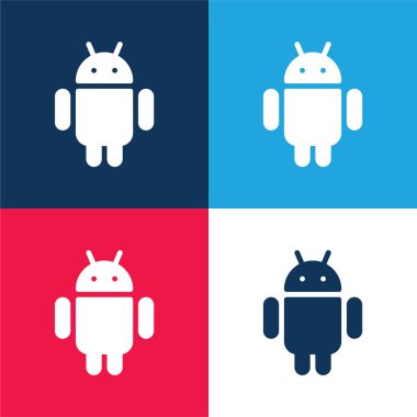 Android mavi ve kırmızı dört renk en düşük simge kümesi