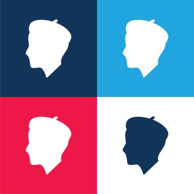 Artist Profile blue and red four color minimal icon set clipart