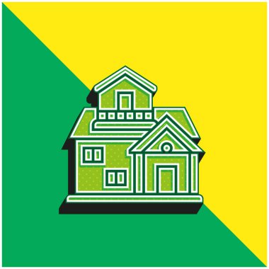 Mimari Yeşil ve Sarı 3D vektör simgesi