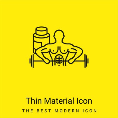 Dumbbell 'ı taşıyan vücut geliştirici en az sarı malzeme simgesi