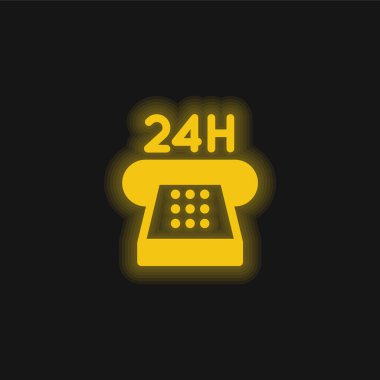 24 Servis sarı parlak neon simgesi