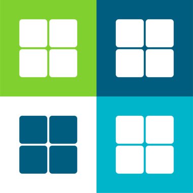 4 Yuvarlak Kareler Düz 4 renk minimal simgesi