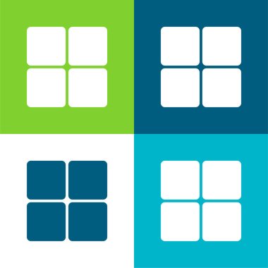 4 Rounded Squares Flat four color minimal icon set clipart