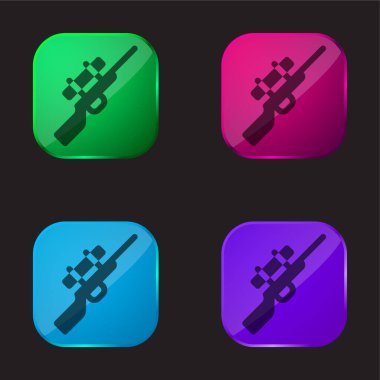 Biatlon dört renkli cam düğme simgesi