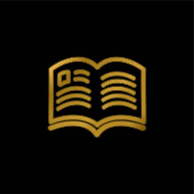 Kitap Eli Açık Sayfalar Altın kaplama metalik simge veya logo vektörü