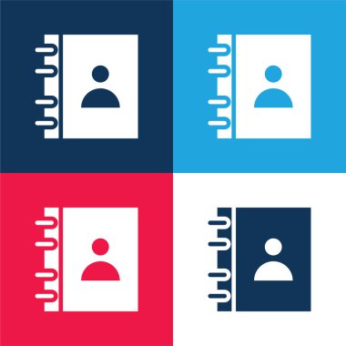 Gündem mavi ve kırmızı dört renk minimal simge kümesi