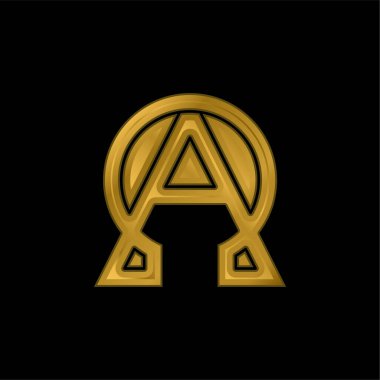 Alfa ve Omega altın kaplama metalik simge veya logo vektörü
