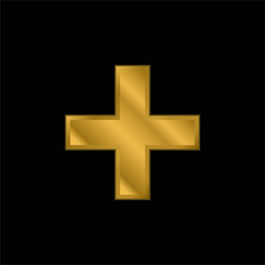 Toplama İşareti Altın kaplama metalik simge veya logo vektörü