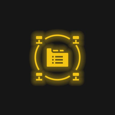 Büyük Veri Sarı Parlayan Neon simgesi