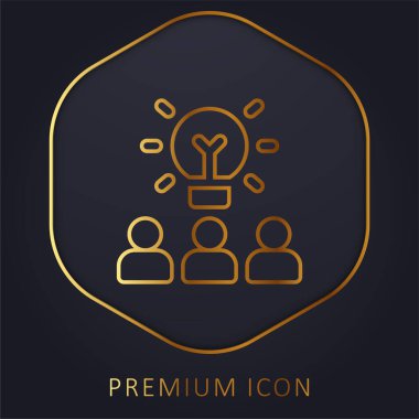 Beyin fırtınası yapan altın çizgi prim logosu veya simgesi
