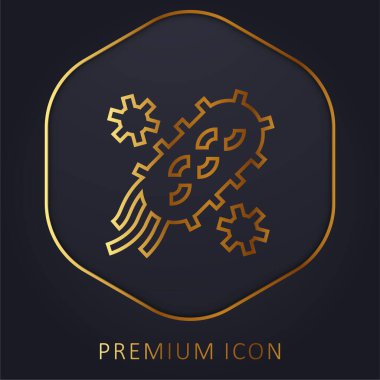 Bakteri altın çizgi premium logosu veya simgesi