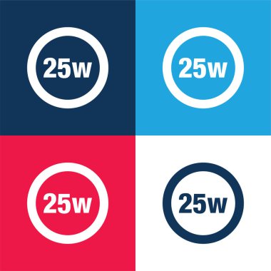 25 Watts Lamp Indicator blue and red four color minimal icon set clipart
