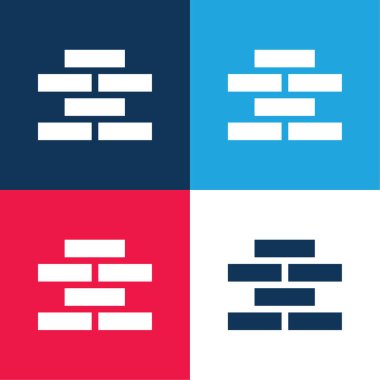 Tuğla Duvar mavi ve kırmızı dört renk en küçük simge kümesi