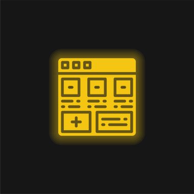 Add yellow glowing neon icon clipart