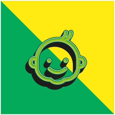 Çocuk Yeşil ve Sarı Modern 3D vektör simgesi logosu