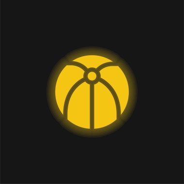 Plaj topu sarı parlak neon ikonu